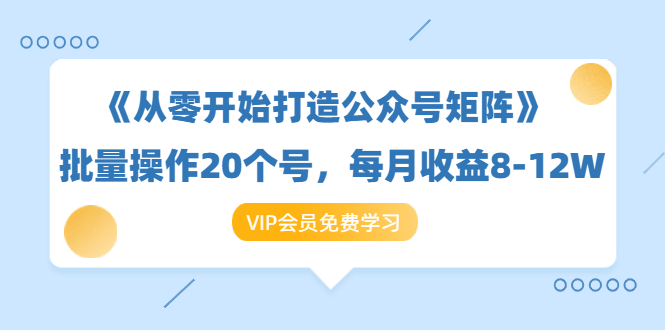 《从零开始打造公众号矩阵》批量操作20个号，每月收益大概8-12W（44节课）-晟哥学社资源库