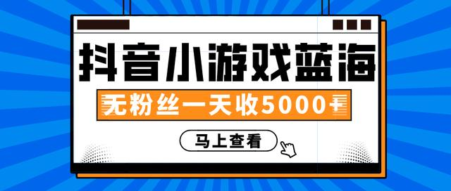 赚钱计划：抖音小游戏蓝海项目，无粉丝一天收入5000+-晟哥学社资源库