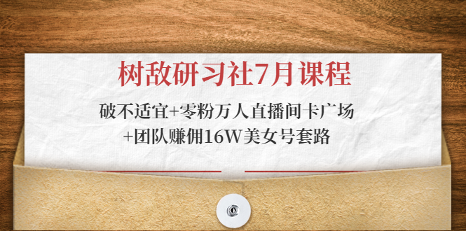 树敌研习社7月课程：破不适宜+零粉万人直播间卡广场+团队赚佣16W美女号套路-晟哥学社资源库