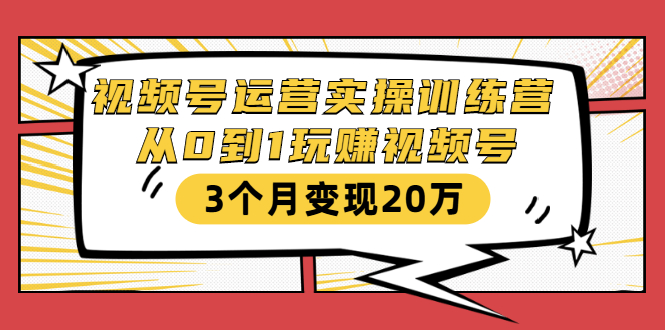 视频号运营实操训练营：从0到1玩赚视频号，3个月变现20万-晟哥学社资源库