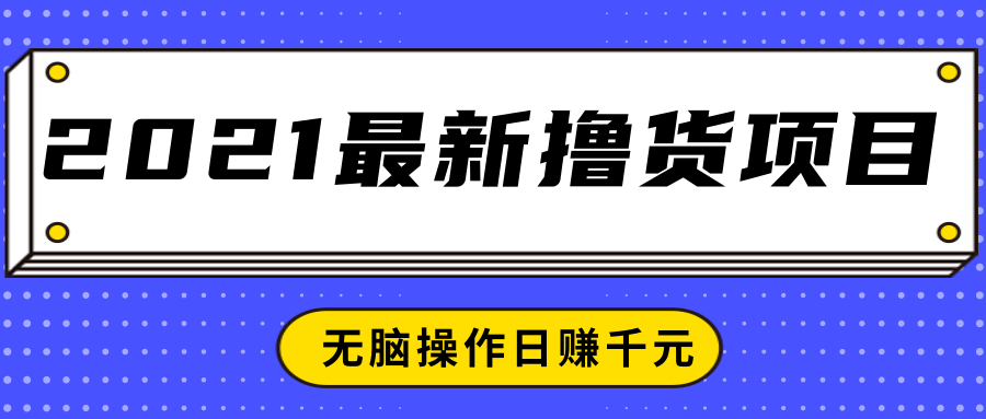 2021最新撸货项目，一部手机即可实现无脑操作轻松日赚千元-晟哥学社资源库