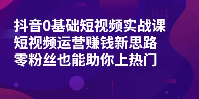 抖音0基础短视频实战课，短视频运营赚钱新思路，零粉丝也能助你上热门-晟哥学社资源库