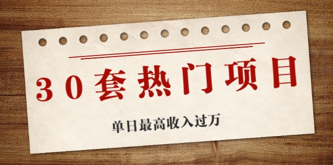 30套热门项目：单日最高收入过万 (网赚项目、朋友圈、涨粉套路、抖音、快手)等-晟哥学社资源库
