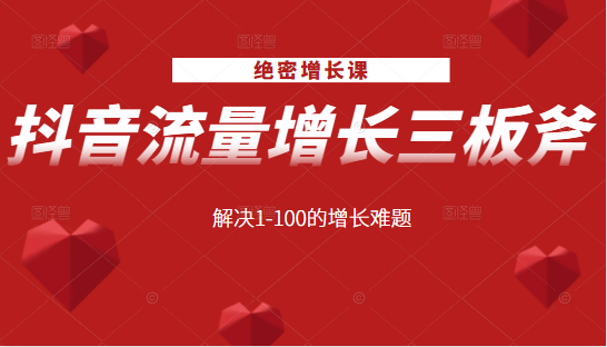 绝密增长课：抖音流量增长三板斧，解决1-100的增长难题-晟哥学社资源库