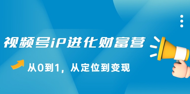 视频号iP进化财富营，从0到1，从定位到变现赚钱（价值1577元）-晟哥学社资源库