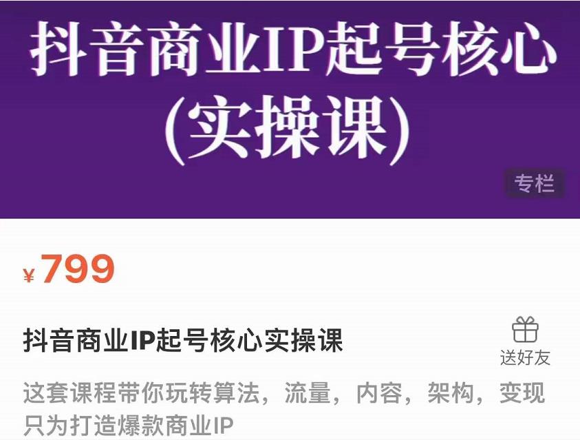 抖音商业IP起号核心实操课，带你玩转算法，流量，内容，架构，变现-晟哥学社资源库