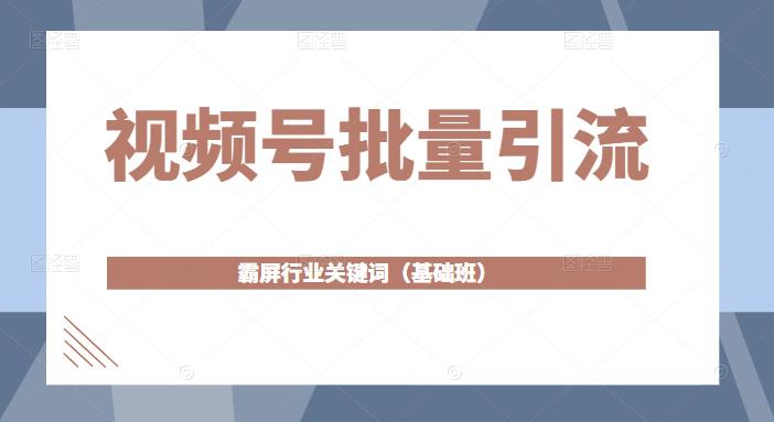 视频号批量引流，霸屏行业关键词（基础班）全面系统讲解视频号玩法-晟哥学社资源库