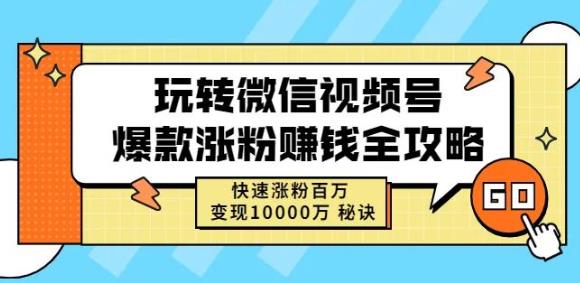 玩转微信视频号爆款涨粉赚钱全攻略，快速涨粉百万变现万元秘诀-晟哥学社资源库