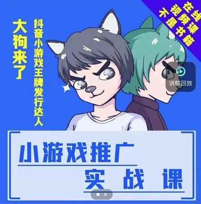 大狗来了：小游戏推广实战课，带你搭建一个游戏推广变现账号-晟哥学社资源库