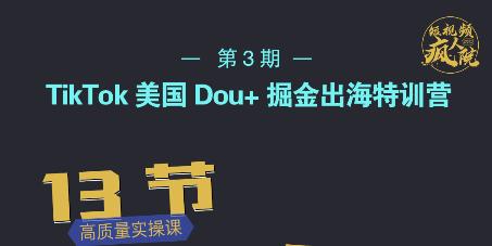 TikTok美国Dou+掘金出海特训营，美国dou+成功投放95%-晟哥学社资源库