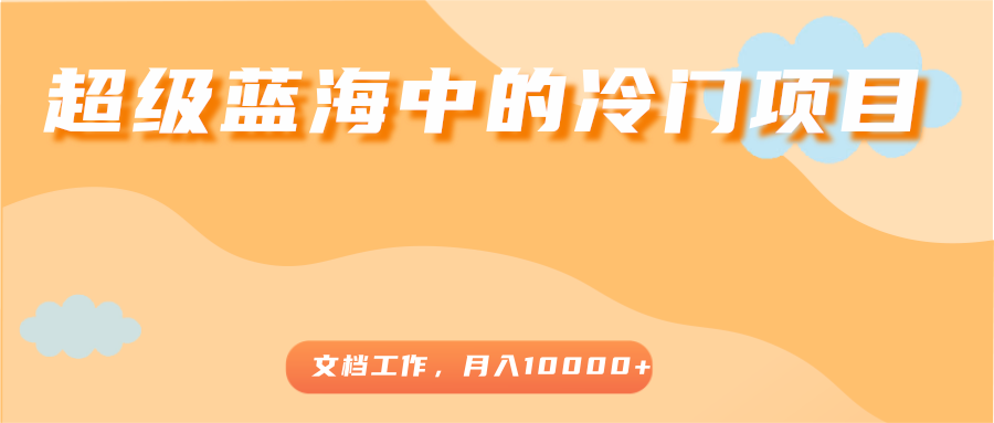 超级蓝海中的冷门项目，文档工作，好玩又赚钱，月入10000+-晟哥学社资源库