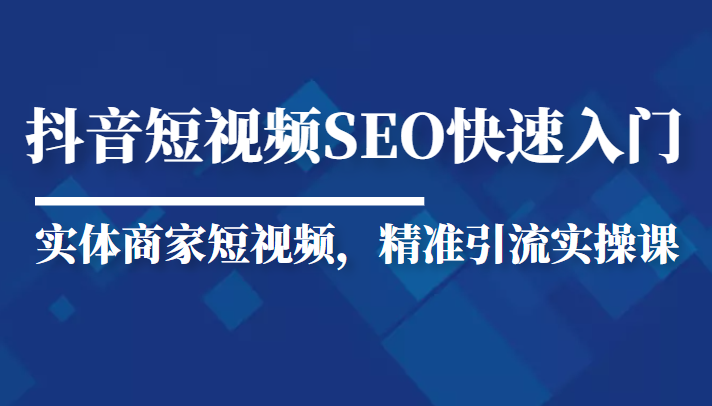 抖音短视频Seo搜索排名优化新手快速入门教程，实体商家短视频，精准引流实操课-晟哥学社资源库