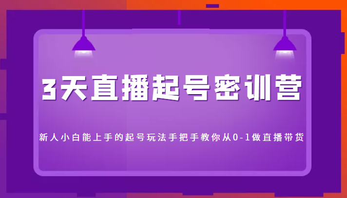3天直播起号密训营，新人小白能上手的起号玩法，手把手教你从0-1做直播带货-晟哥学社资源库