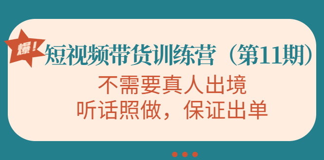 视频带货训练营，不需要真人出境，听话照做，保证出单（第11期）-晟哥学社资源库