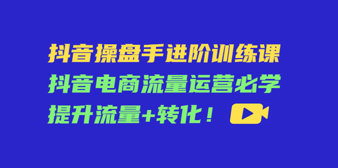 抖音操盘手进阶训练课：抖音电商流量运营必学，提升流量+转化-晟哥学社资源库