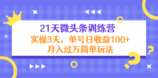 21天微头条训练营，实操3天，单号日收益100+月入过万简单玩法-晟哥学社资源库