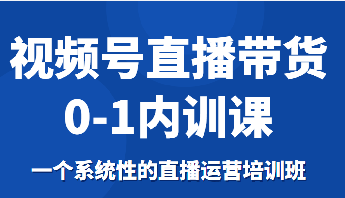 视频号直播带货0-1内训课，一个系统性的直播运营培训班-晟哥学社资源库