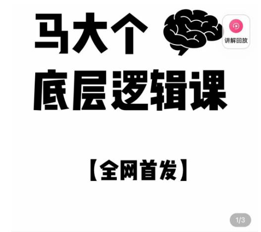 马大个·底层逻辑课，51节底层逻辑智慧课-价值1980元-晟哥学社资源库