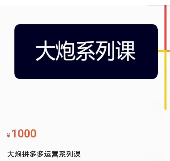 大炮拼多多运营系列课，各类​玩法合集，拼多多运营玩法实操-晟哥学社资源库