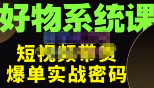 大嘴·好物短视频带货解析，学完你将懂的短视频带货底层逻辑，做出能表现的短视频-晟哥学社资源库
