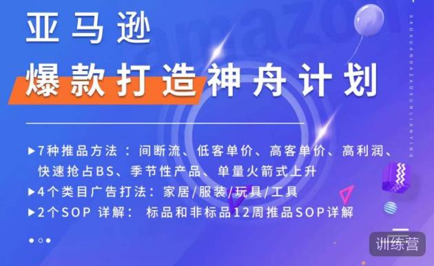 亚马逊爆款打造神舟计划，​7种推品方法，4个类目广告打法，2个SOP详解-晟哥学社资源库