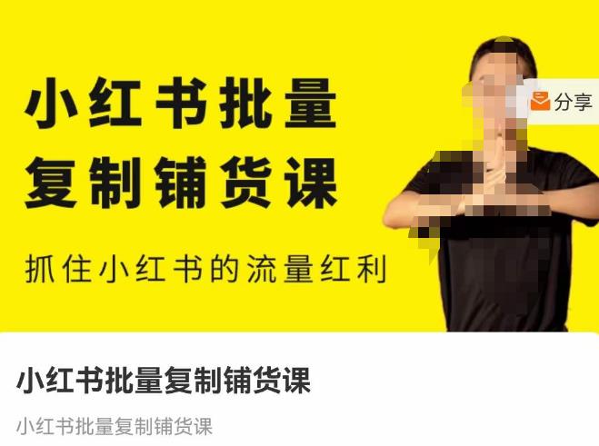 张宾·小红书批量复制铺货课，抓住小红书的流量红利 （更新2023年2月）-晟哥学社资源库