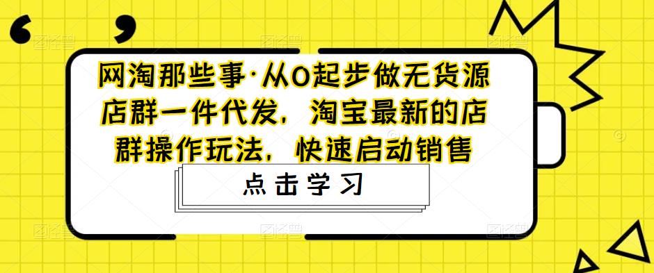 网淘那些事·从0起步做无货源店群一件代发，淘宝最新的店群操作玩法，快速启动销售-晟哥学社资源库