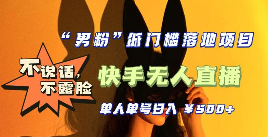 【全新升级】零基础单人单号单晚500+，不说话，不露脸，4月最新超皮实快手无人直播-晟哥学社资源库