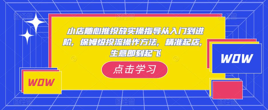小店随心推投放实操指导从入门到进阶，保姆级投流操作方法，精准起店，生意即刻起飞-晟哥学社资源库