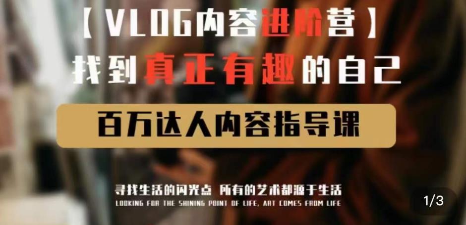 vlog内容进阶营，找到真正有趣的自己，百万达人内容指导课-晟哥学社资源库