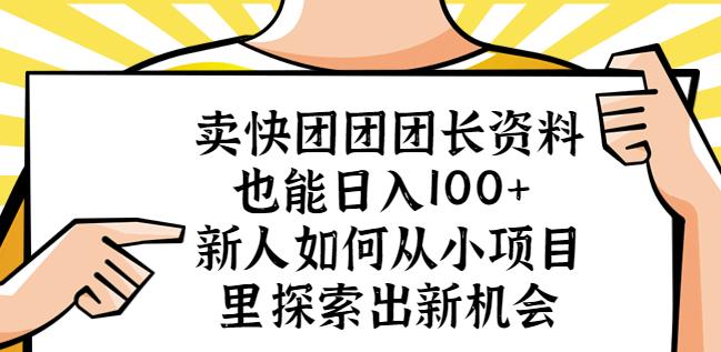卖快团团团长资料也能日入100+新人如何从小项目里探索出新机会-晟哥学社资源库