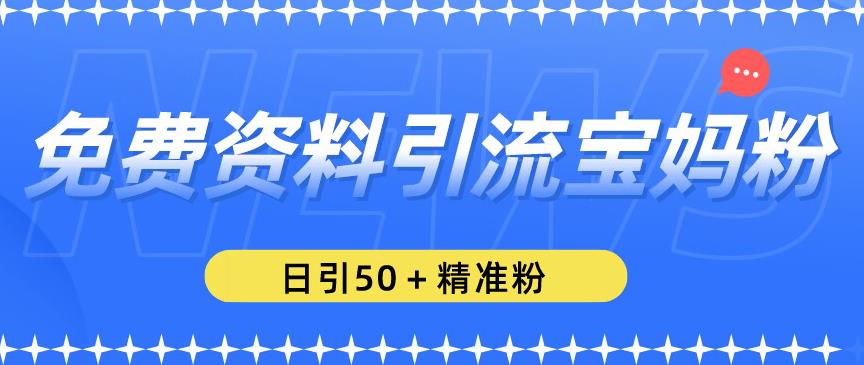 免费资料引流宝妈粉，日引50+精准粉【揭秘】-晟哥学社资源库