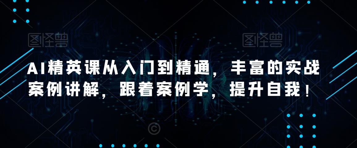 AI精英课从入门到精通，丰富的实战案例讲解，跟着案例学，提升自我！-晟哥学社资源库