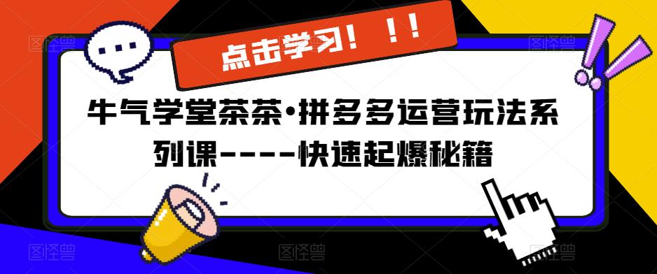 牛气学堂茶茶•拼多多运营玩法系列课—-快速起爆秘籍【更新】-晟哥学社资源库