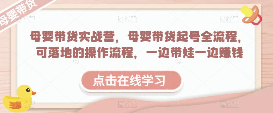 母婴带货实战营，母婴带货起号全流程，可落地的操作流程，一边带娃一边赚钱（附素材）-晟哥学社资源库