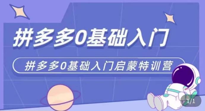 拼多多运营0-1实操特训营，拼多多0基础入门，从基础到进阶的可实操玩法-晟哥学社资源库