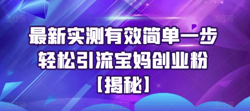 最新实测有效简单一步轻松引流宝妈创业粉【揭秘】-晟哥学社资源库
