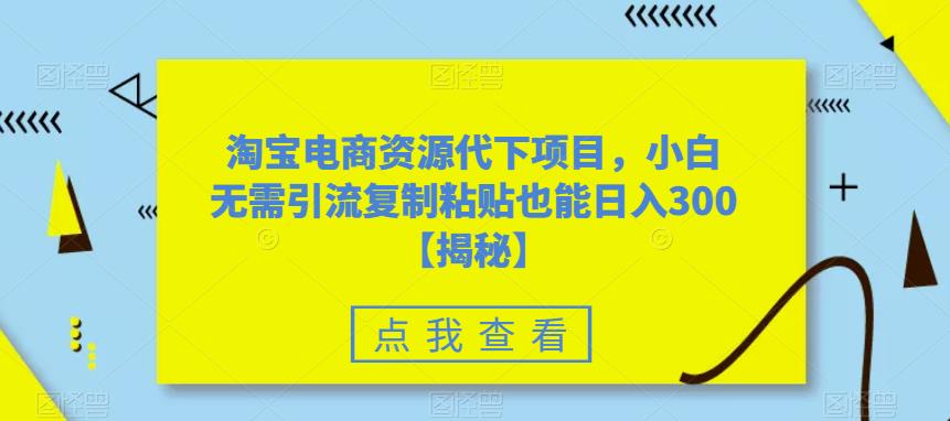 淘宝电商资源代下项目，小白无需引流复制粘贴也能日入300＋【揭秘】-晟哥学社资源库