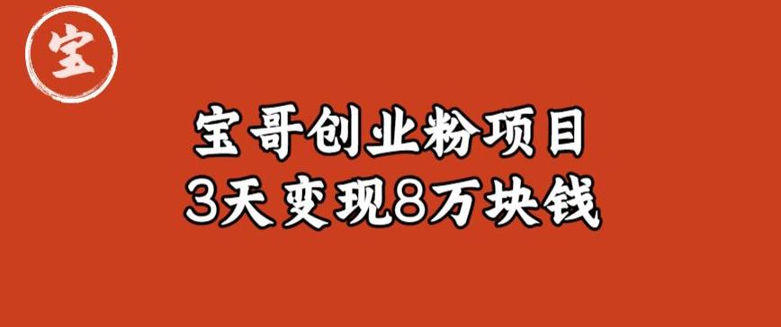 宝哥IP图文创业粉引流项目实战分享：单个账号3天涨粉1万，变现8万块钱（图文教程）【揭秘】-晟哥学社资源库