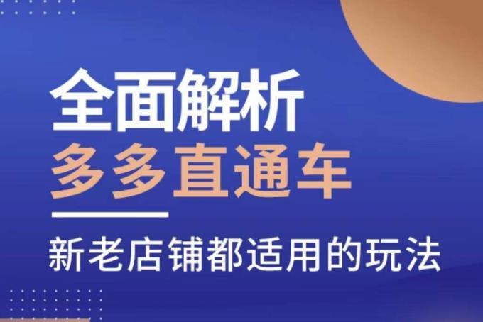 全面解析多多直通车，​新老店铺都适用的玩法-晟哥学社资源库
