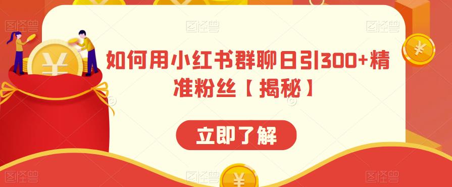 如何用小红书群聊日引300+精准粉丝【揭秘】-晟哥学社资源库