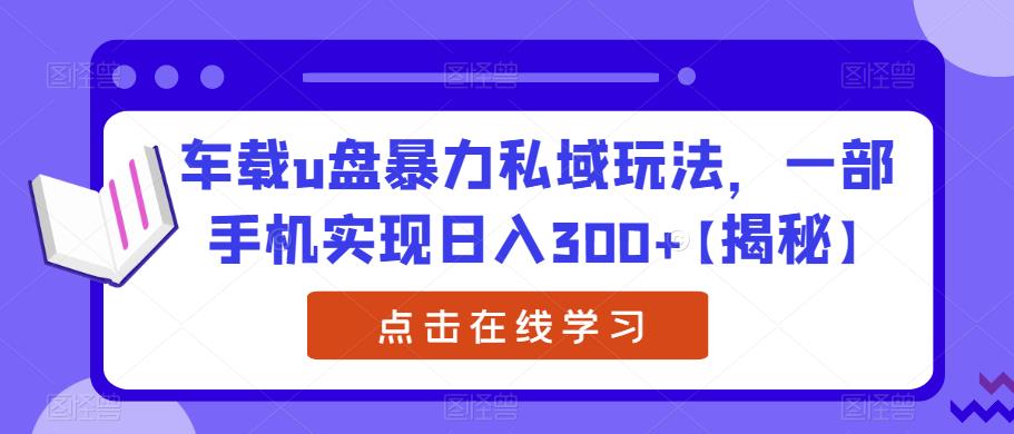 车载u盘暴力私域玩法，一部手机实现日入300+【揭秘】-晟哥学社资源库