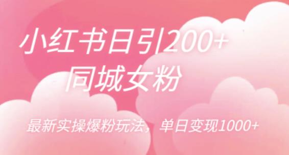 小红书日引200+同城女粉，最新实操爆粉玩法，单日变现1000+【揭秘】-晟哥学社资源库