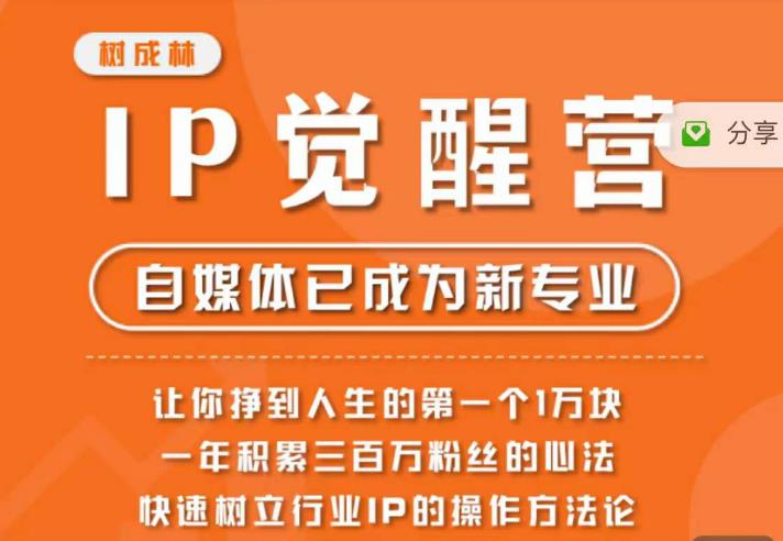 树成林·IP觉醒营，快速树立行业IP的操作方法论，让你赚到人生的第一个1万块-晟哥学社资源库