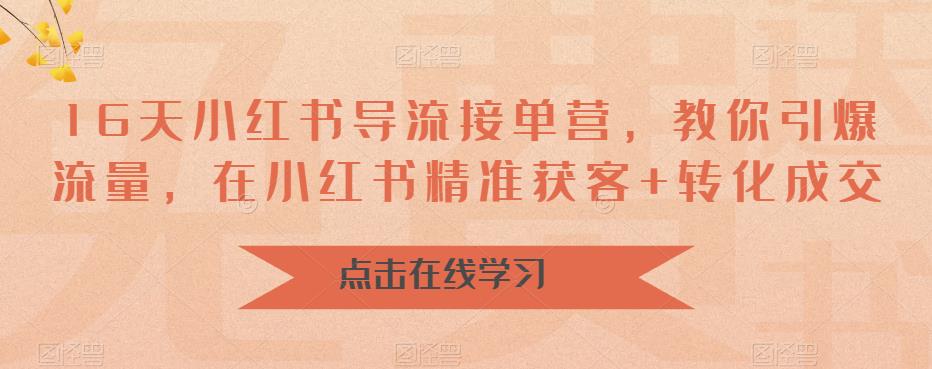 16天小红书导流接单营，教你引爆流量，在小红书精准获客+转化成交-晟哥学社资源库