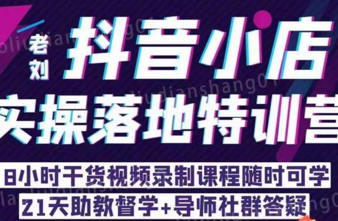 老刘·抖店商品卡流量，​抖音小店实操落地特训营，8小时干货视频录制课程随时可学-晟哥学社资源库