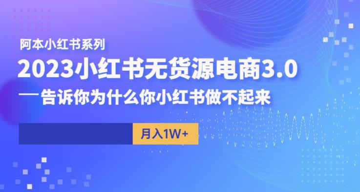 阿本小红书无货源电商3.0，告诉你为什么你小红书做不起来-晟哥学社资源库