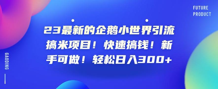 23最新的企鹅小世界引流搞米项目！快速搞钱！新手可做！轻松日入300+【揭秘】-晟哥学社资源库