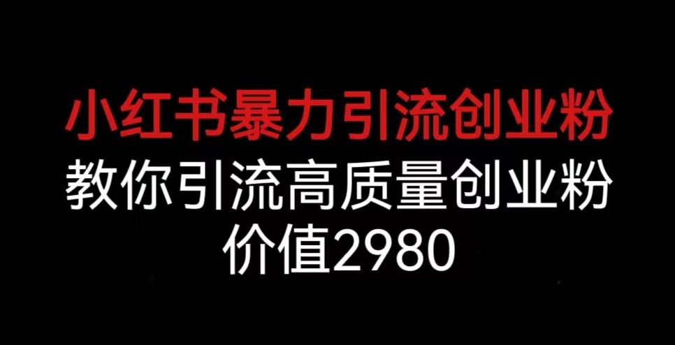 小红书暴力引流创业粉，教你引流高质量创业粉，价值2980【揭秘】-晟哥学社资源库