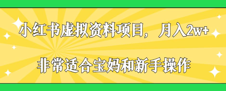 小红书虚拟资料项目，月入2w+，非常适合宝妈和新手操作【揭秘】-晟哥学社资源库
